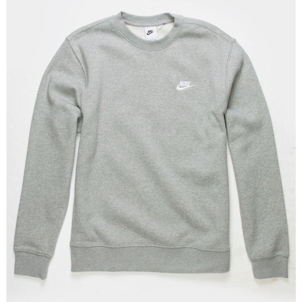 Nike Men's Club Fleece Crew Sweatshirt, gray, men’s size small